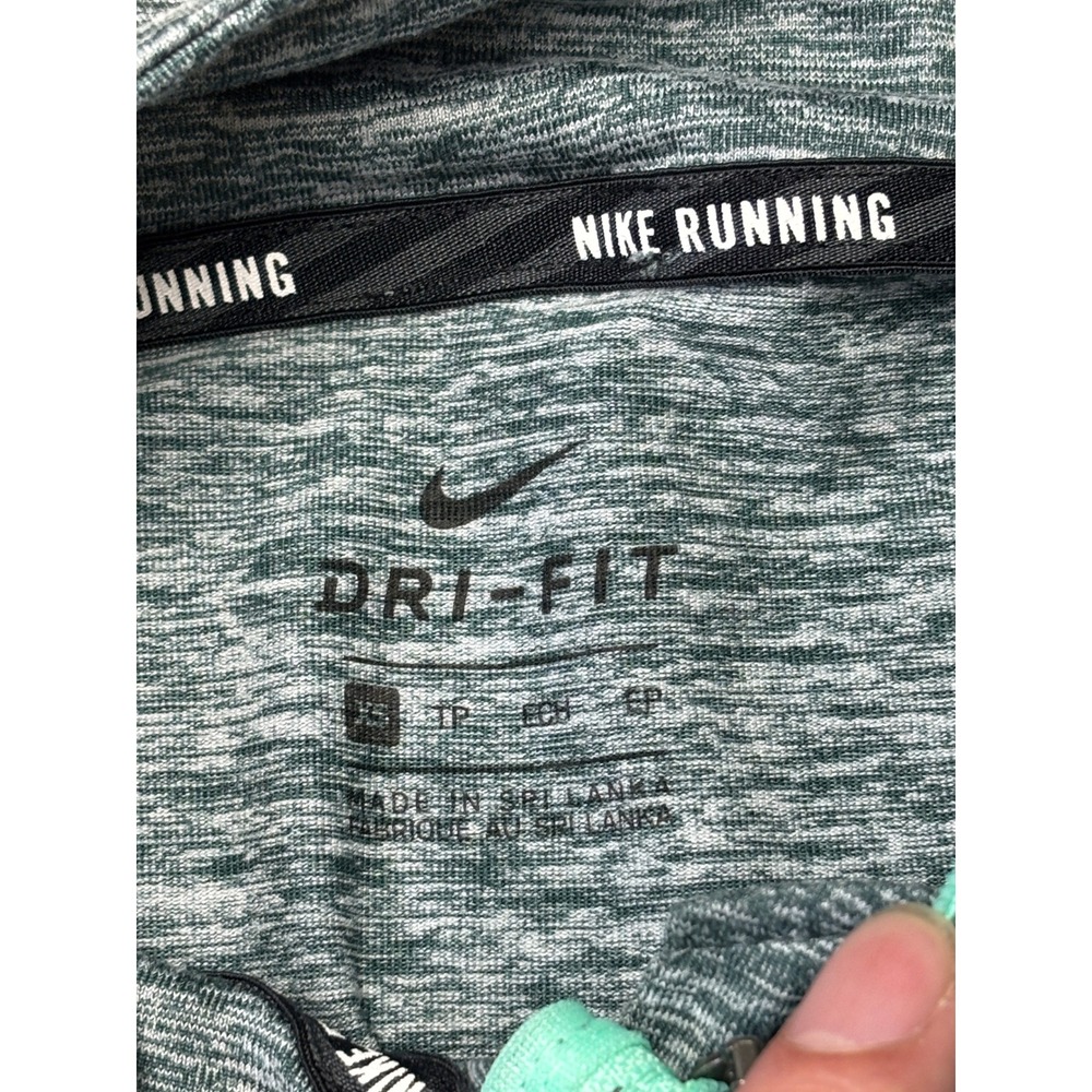 Nike Running Dri-FIT Quarter Zip‎ Pullover Green Space Dye Thumbhole Womens XS - Picture 3 of 10